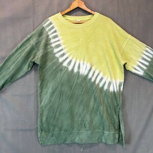 Old Navy Sweatshirt Men’s L Tall Green Yellow Cotton Tie-Dye Long Sleeve Casual
